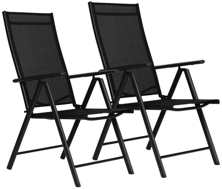 MultiGarden WR1652 Sada skládacích zahradních křesel, ocel, 7 poloh, 2 ks, černá