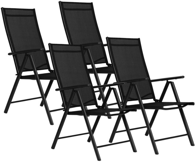 MultiGarden WR1652 Sada skládacích zahradních křesel, ocel, 7 poloh, 4 ks, černá