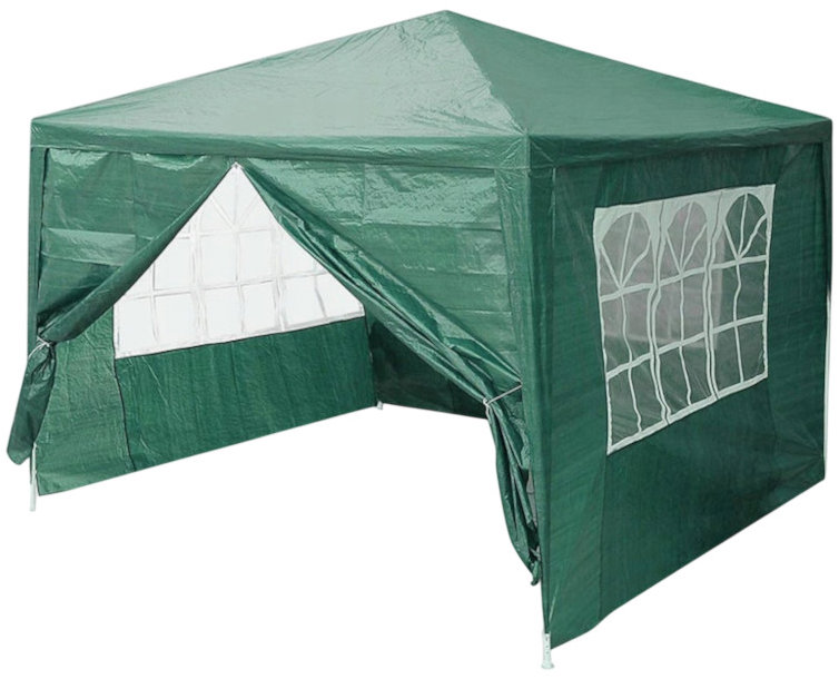MultiGarden Zahradní altán skládací 3 × 3 × 2,5 m, 4 boční stěny, zelený