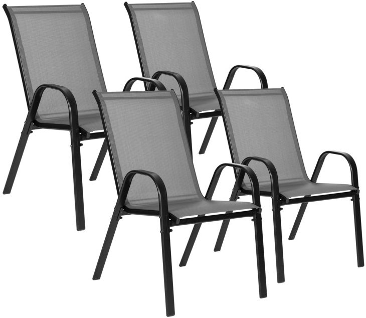 MultiGarden SC-092KD Zahradní židle stohovatelné 4 ks, šedé