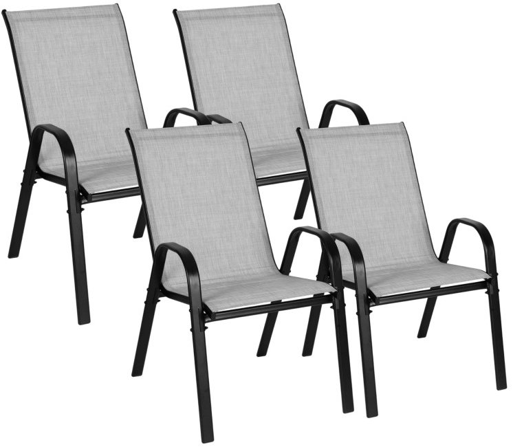 MultiGarden SC-092KD-4 Zahradní židle stohovatelné 4 ks, světle šedé