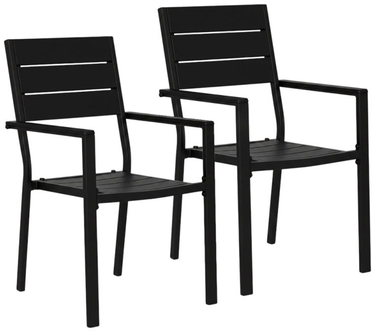 MultiGarden YC-051KD Sada zahradních židlí, ocel, HDPE, 2 ks, černé