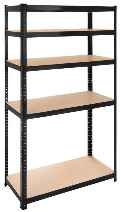 Bigstren 27340 Kovový skladovací regál, 5 polic, 180 × 90 × 40 cm, nosnost 1000 kg, černý