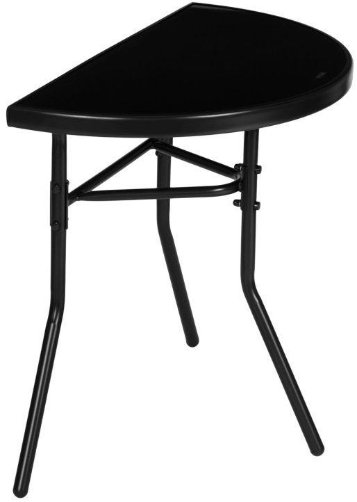 MultiGarden SC-090 Půlkruhový skleněný zahradní stolek, 70 × 64 × 40 cm, černý