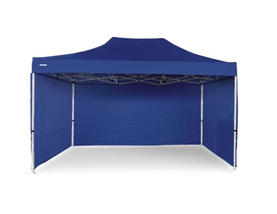 Ambitent Nůžkový párty stan 3 × 4,5 m ALU Premium, 4 plné bočnice, modrý