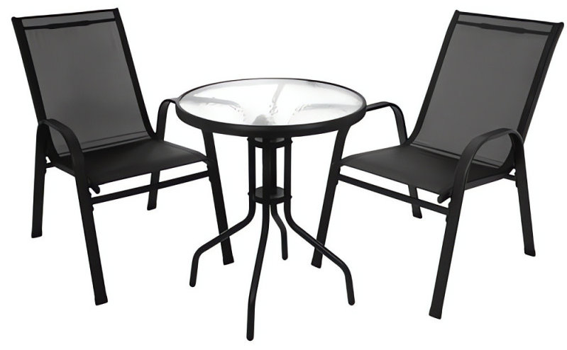 Gardlov 27568 Balkonový set stůl + 2 židle, černý