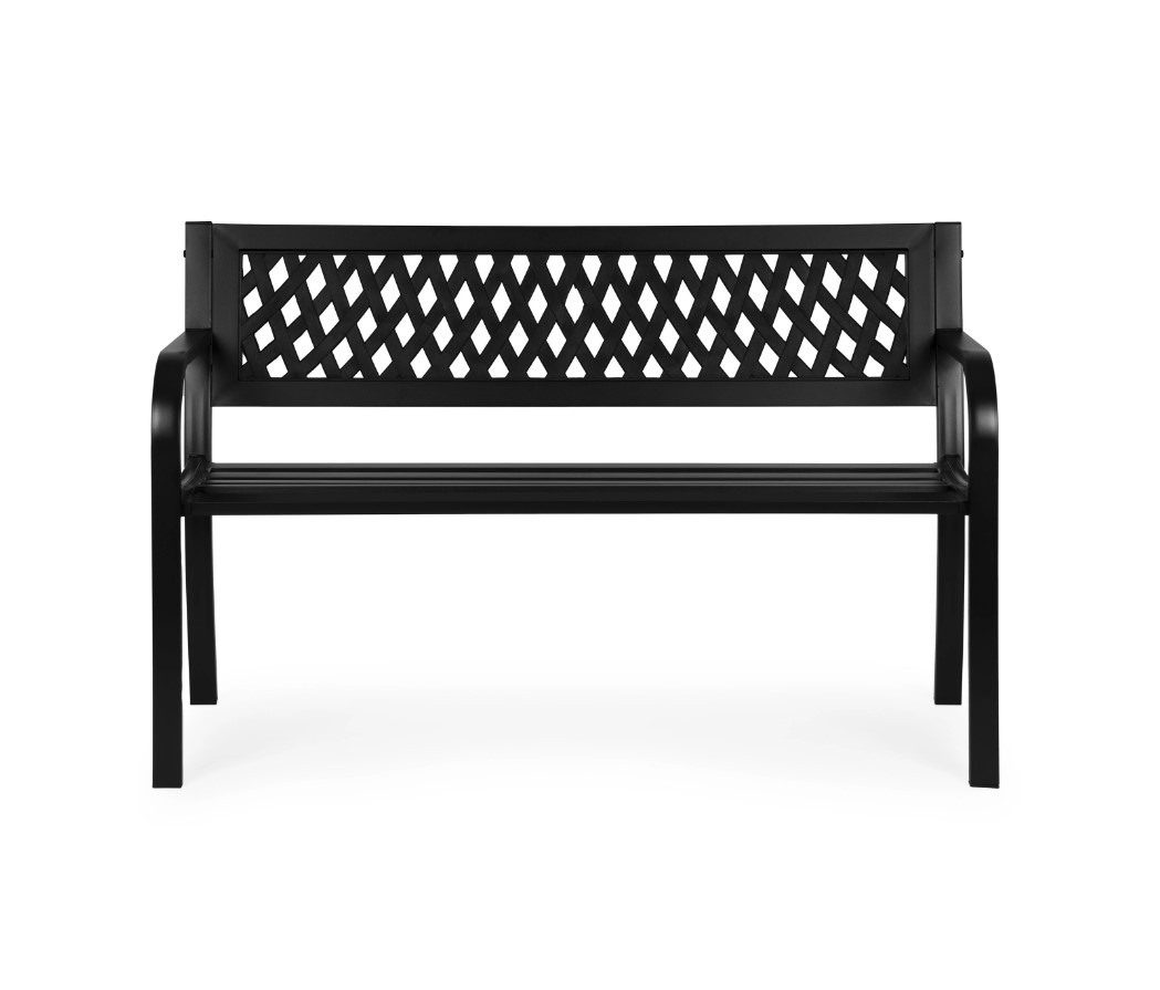 MultiGarden WYI-XG201 Zahradní lavice s prolamovaným opěradlem 120 × 50 cm, černá
