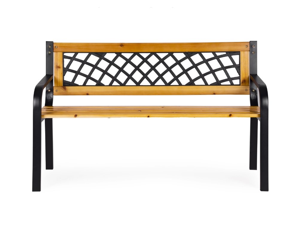 MultiGarden WYI-XG2090 Dřevěná zahradní lavice s prolamovaným opěradlem 118 × 52 cm