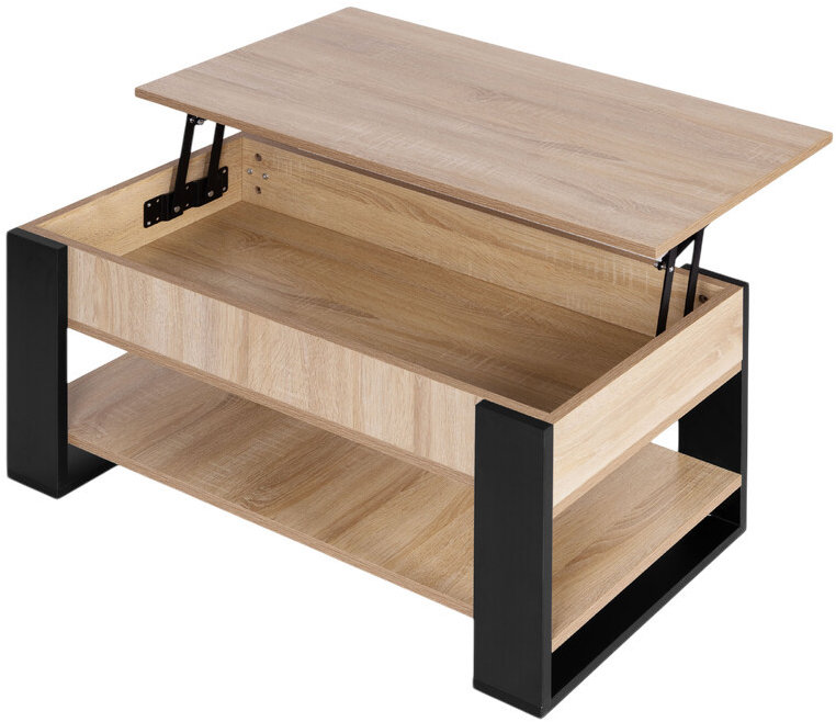 ModernHome TH-MST-16-1 Konferenční stolek s výklopnou deskou 90 cm, úložný prostor, dub sonoma