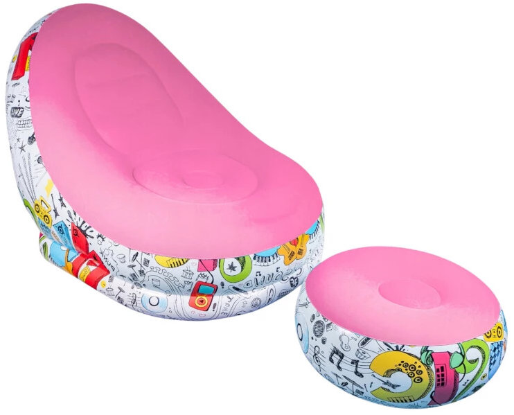 Verk 27533 Nafukovací relaxační křeslo s podnožkou, růžové