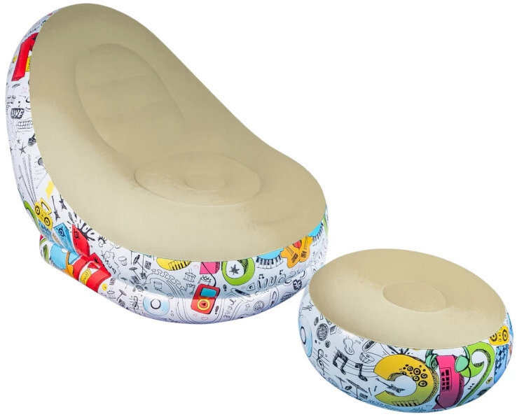 Verk 27533 Nafukovací relaxační křeslo s podnožkou, hnědé