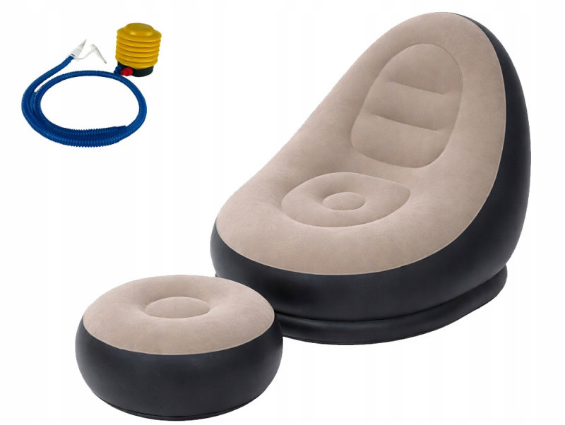 Verk 27532 Nafukovací relaxační křeslo s podnožkou,tm. šedé