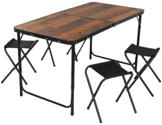 Gardlov 27304 Skládací zahradní set, stůl + 4 židle, hnědý