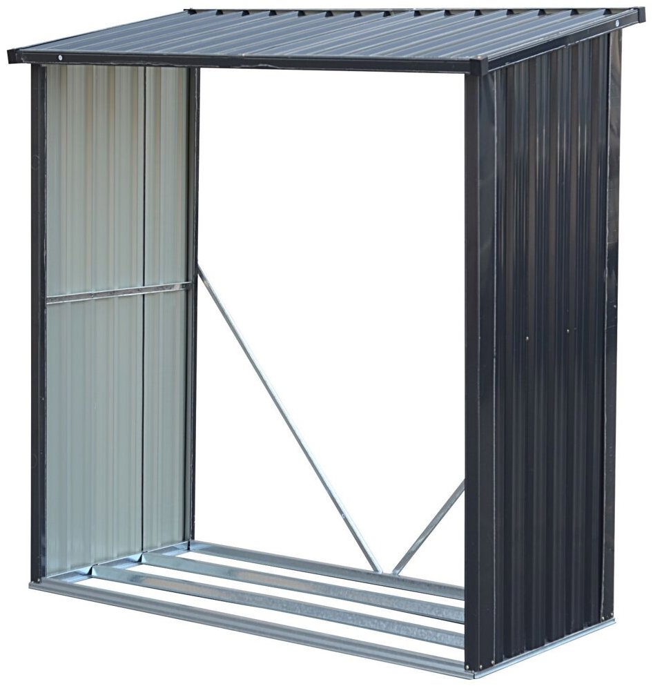 TEPRO Wood Store Large Přístřešek na dřevo 164 × 83 × 157 cm, plechový, antracit