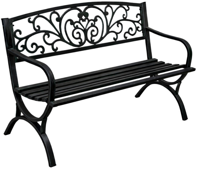 LEAN 29321 Kovová zahradní lavice 127 × 60 × 85 cm, černá