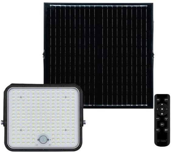 Garsaco Venkovní solární LED reflektor 300 W, 6380 lm, studená bílá, samostatný solární panel, DO