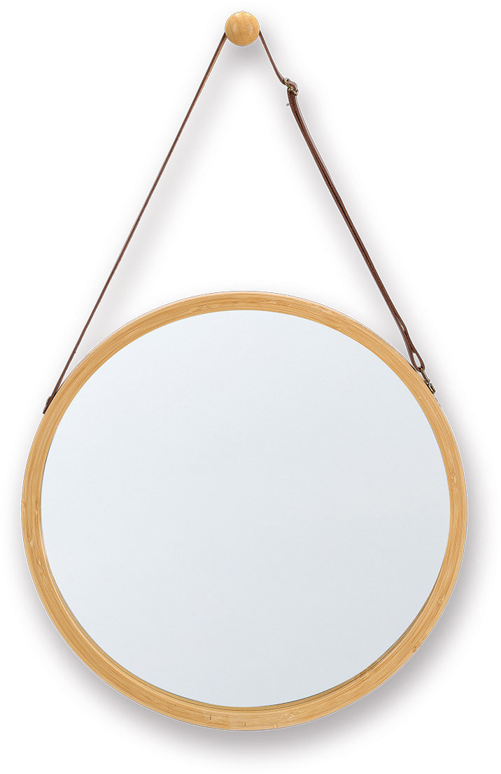 ZELLER Nástěnné zrcadlo bambusové, průměr 38 cm