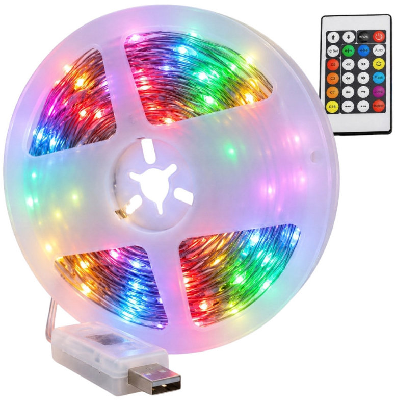 Verk 12446 LED pásek RGB, IP65, USB, Bluetooth, dálkové ovládání, 10 m