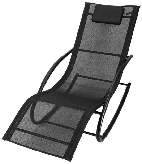 Luaro KX2809 Zahradní houpací lehátko s podhlavníkem, černé