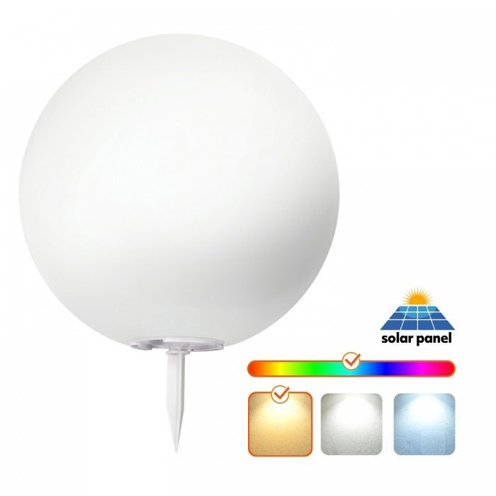 KOBI Light Solární LED zahradní koule 40 cm RGB 3000K