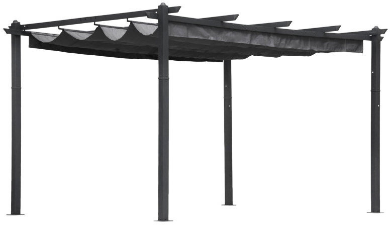 MultiGarden DN-FG-632-4 Zahradní pergola 3 × 4 m, ocel, posuvná střecha, šedá