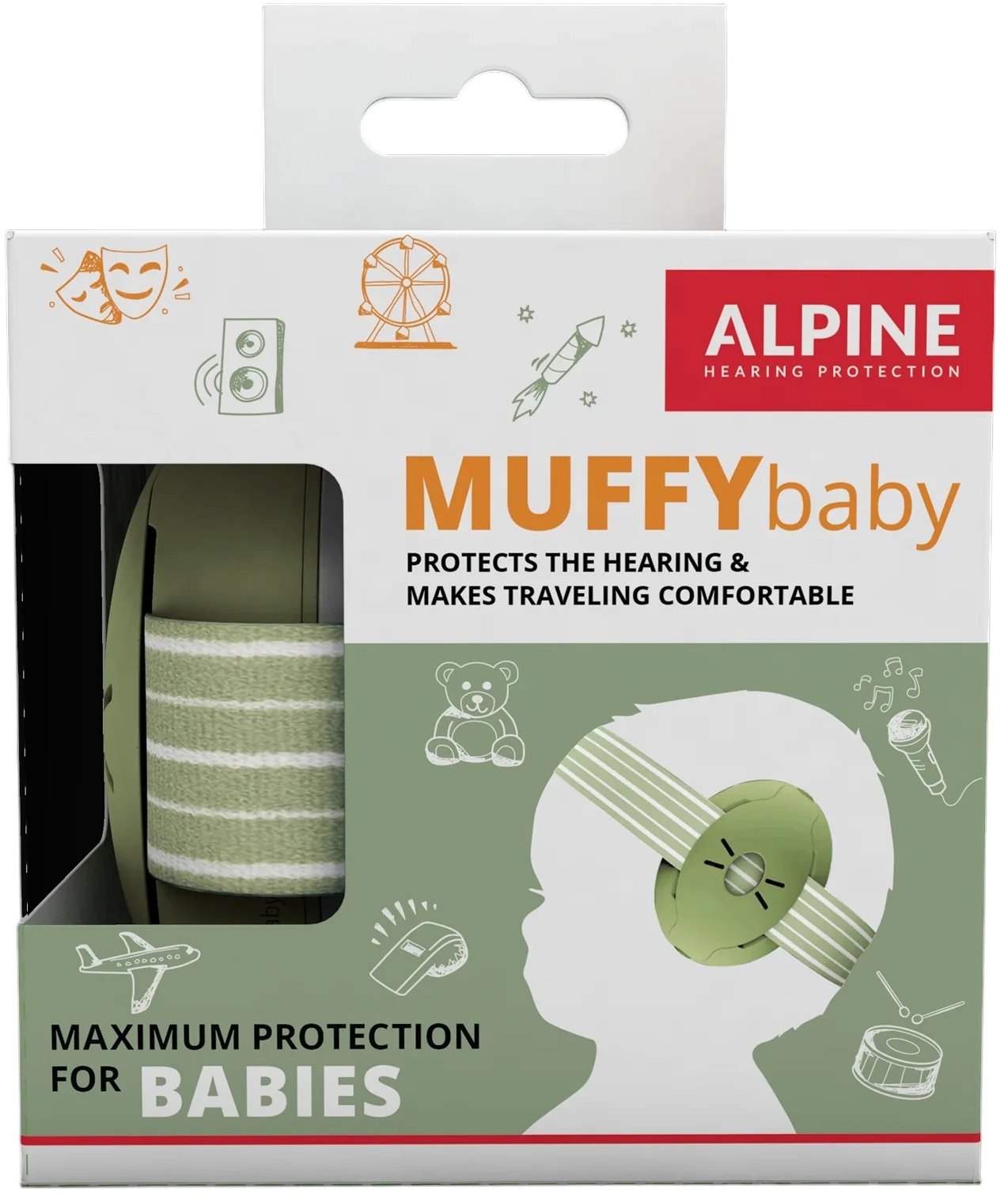 Alpine Muffy Baby Dětská izolační sluchátka - olive