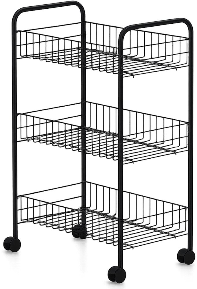 DuraHome Regál pojízdný, 3 patra, černý