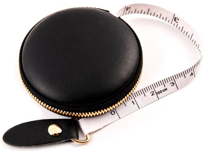 Hemline Svinovací metr 150 cm v koženkovém pouzdru se zlatým zipem Gold