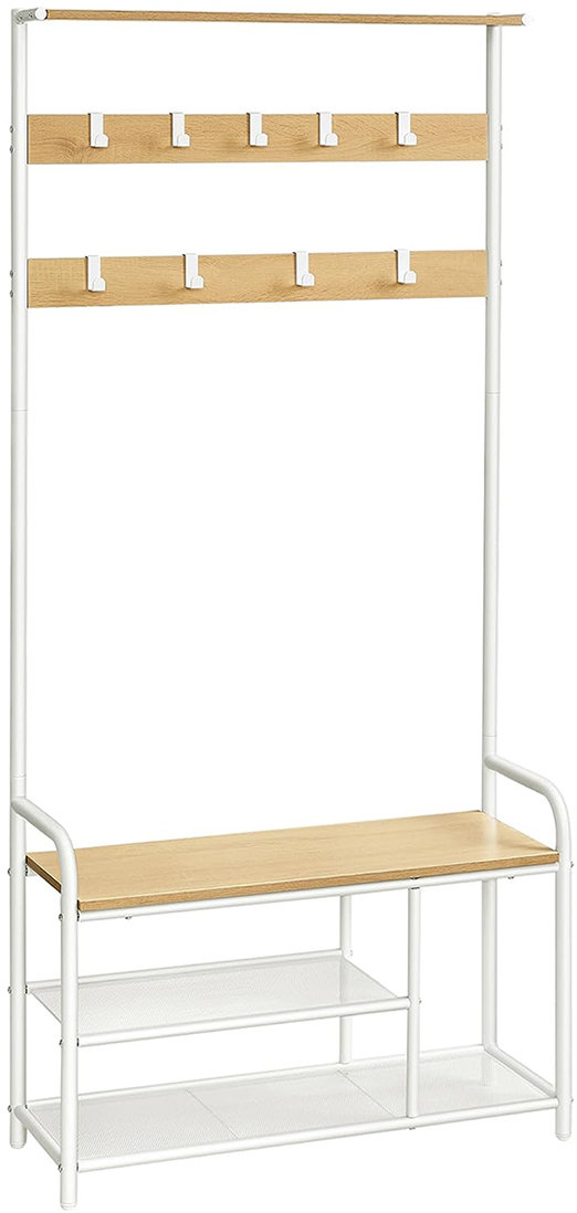 Songmics a Vasagle Předsíňový věšák Lore HSR409W09, dub, bílý
