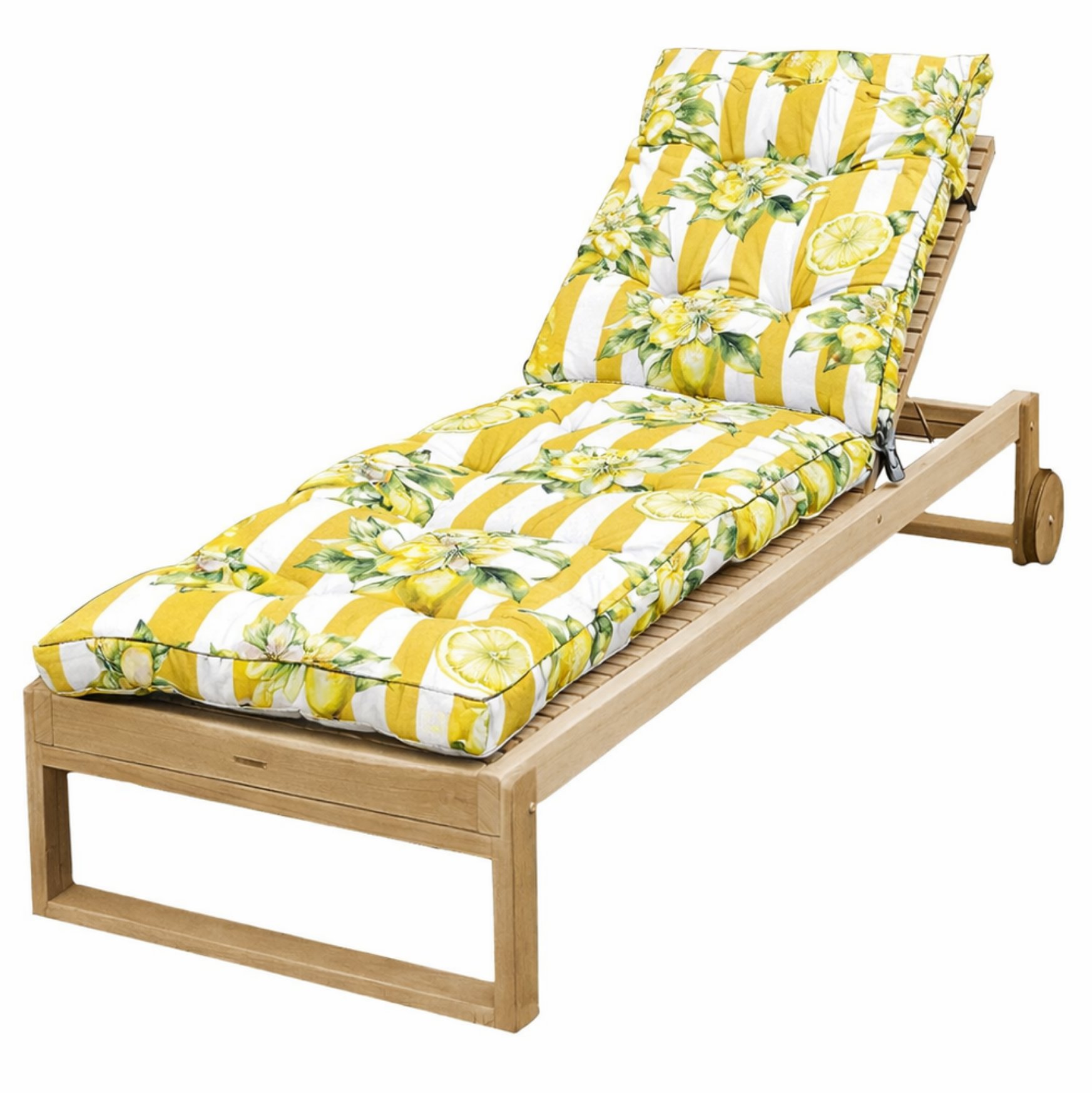 Blomster Prošívaný polštář na zahradní plážové lehátko - citrony a proužky