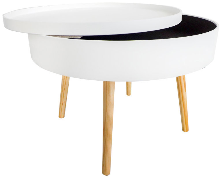 ModernHome FH-CT0210 Kulatý konferenční stolek s úložným prostorem 60 cm, bílý