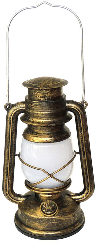 Verk 12452 Retro LED lucerna s efektem plamene, 3 režimy svícení, USB, zlatá