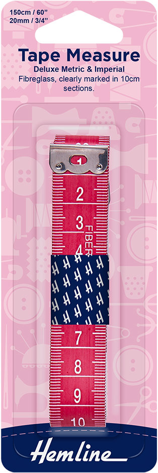 Hemline Krejčovský metr 150 cm, červeno-růžový