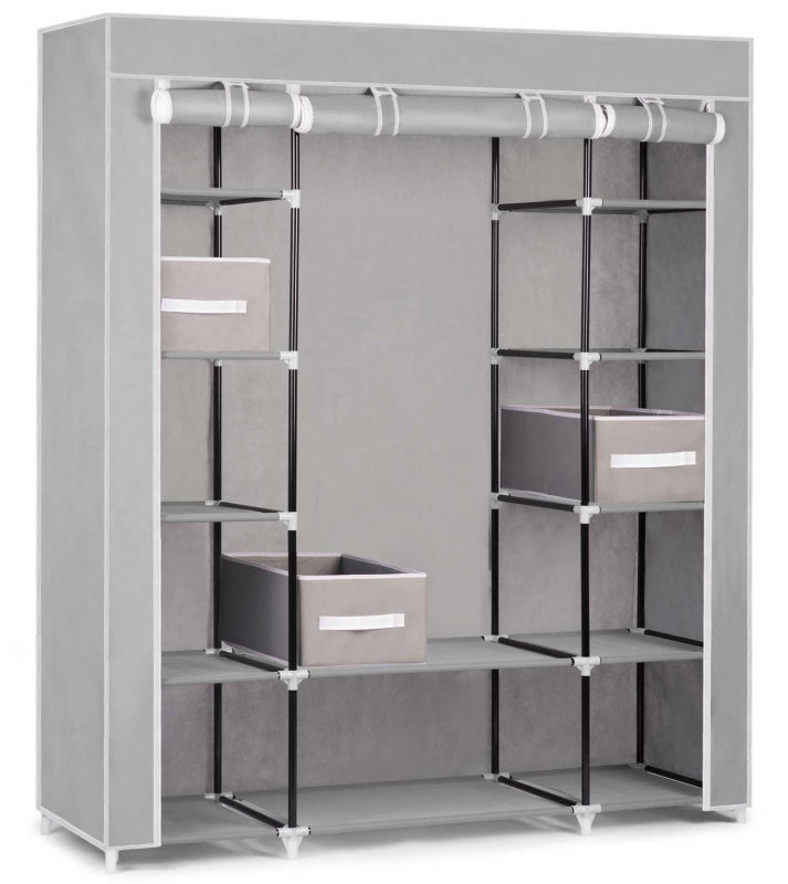 Massido 680011 Velká textilní skříň se zásuvkami 45 × 135 × 170 cm, šedá