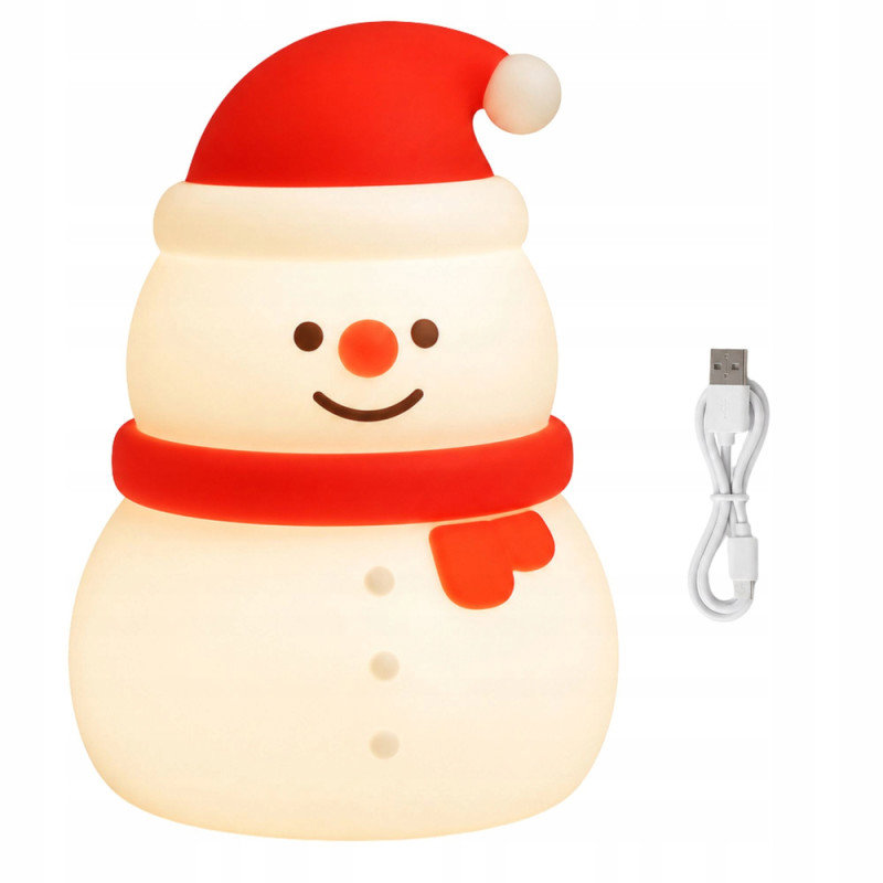 Verk 12412 LED noční lampička silikonová, USB, 3 režimy svícení, sněhulák
