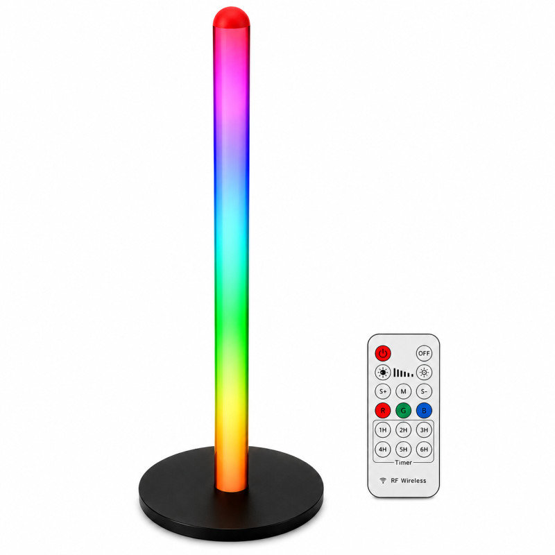 Verk 12424 LED RGB stojací lampa, 7 barev, dálkové ovládání, USB, 50 cm, černá