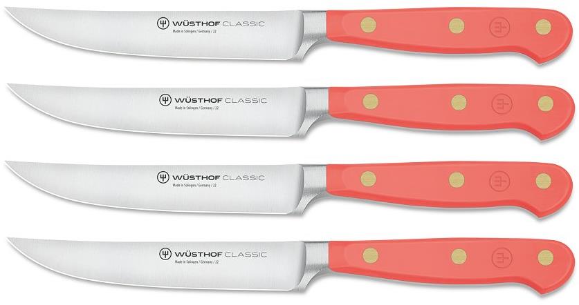 WÜSTHOF CLASSIC COLOUR Sada 4 nožů na steaky, Coral Peach, 12 cm