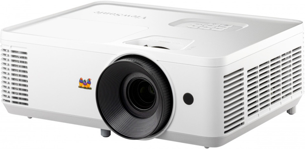 Projektor ViewSonic PX704HD na stole s obrazem na plátně