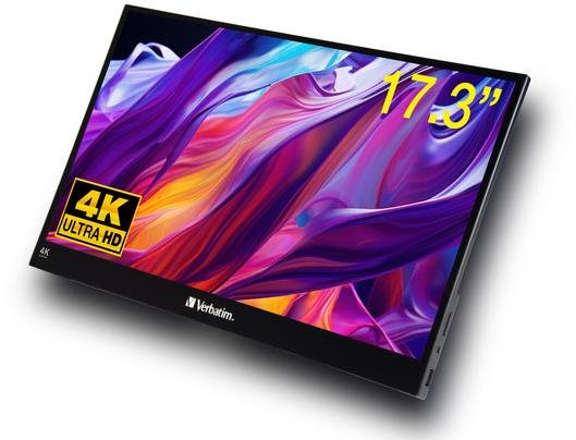 17,3" monitor VERBATIM PMT-17-4K s vysokým rozlišením a moderním designem