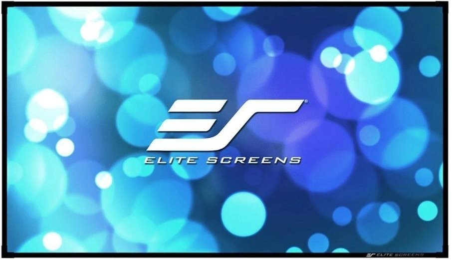 Plátno ELITE SCREENS v pevném rámu 120 palců (16:9) pro projekci.