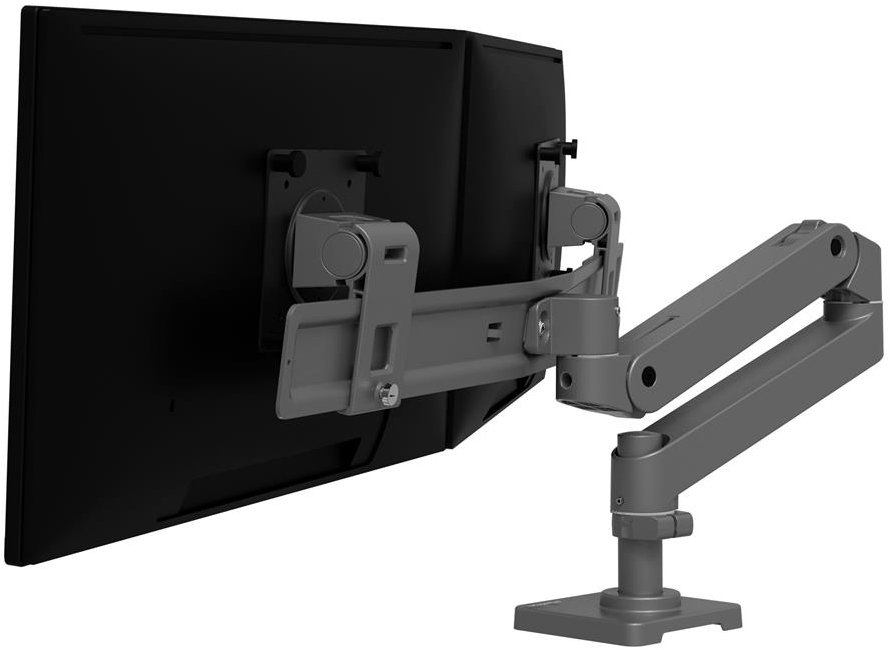 Stolní rameno ERGOTRON LX Pro Desk pro dva monitory, šedé provedení.