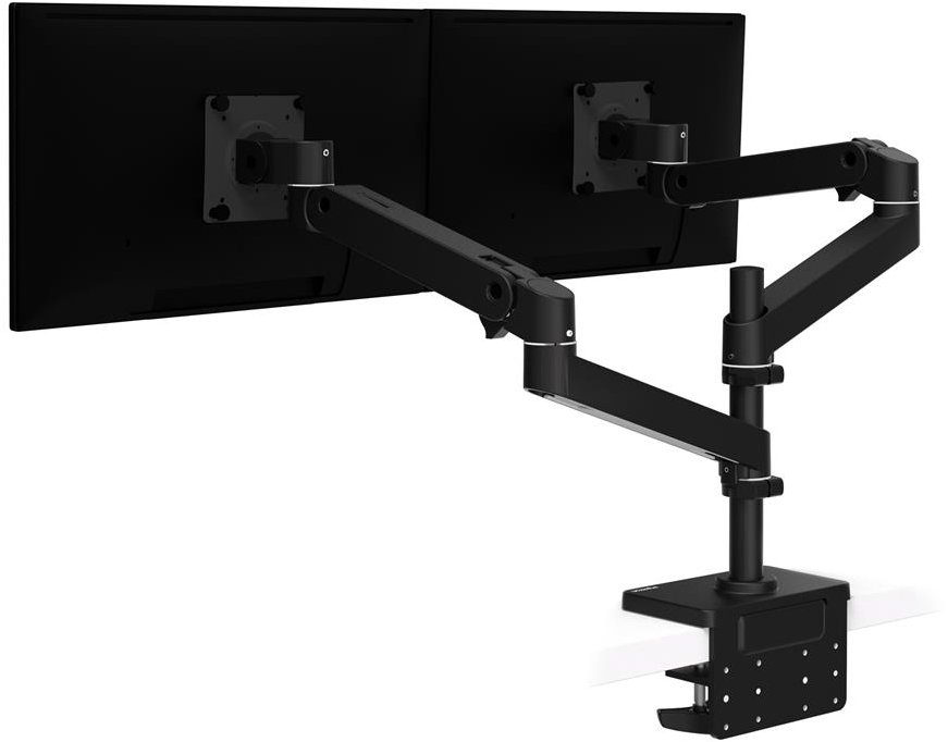 Stolní dvouramenný držák ERGOTRON LX Pro pro 2 monitory v černé barvě.