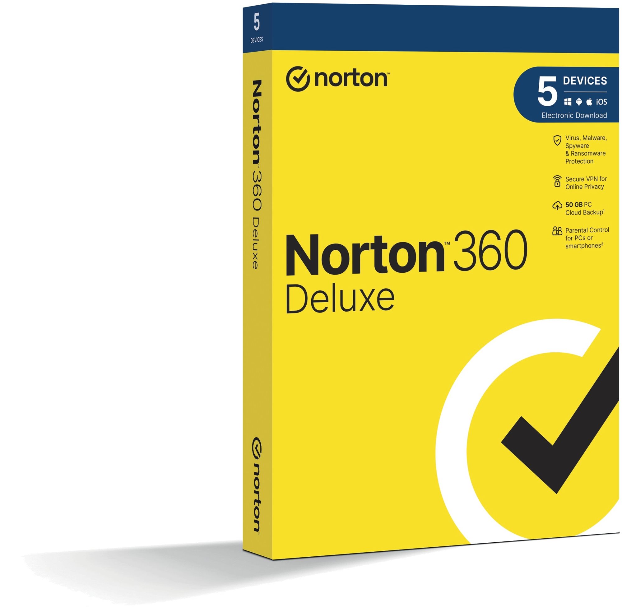Norton 360 Deluxe 50GB, VPN, 1 uživatel, 5 zařízení, 36 měsíců (elektronická licence)