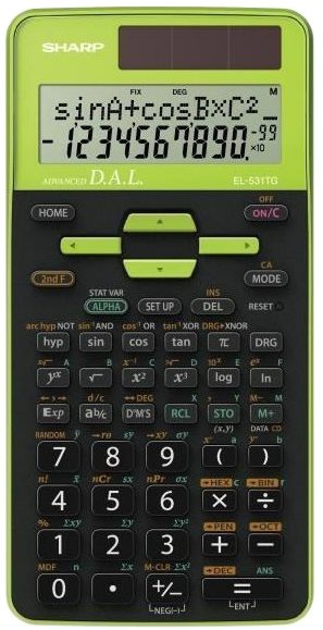 SHARP EL-531TG - Zelená Kalkulačka s velkým displejem a širokou škálou matematických operací.