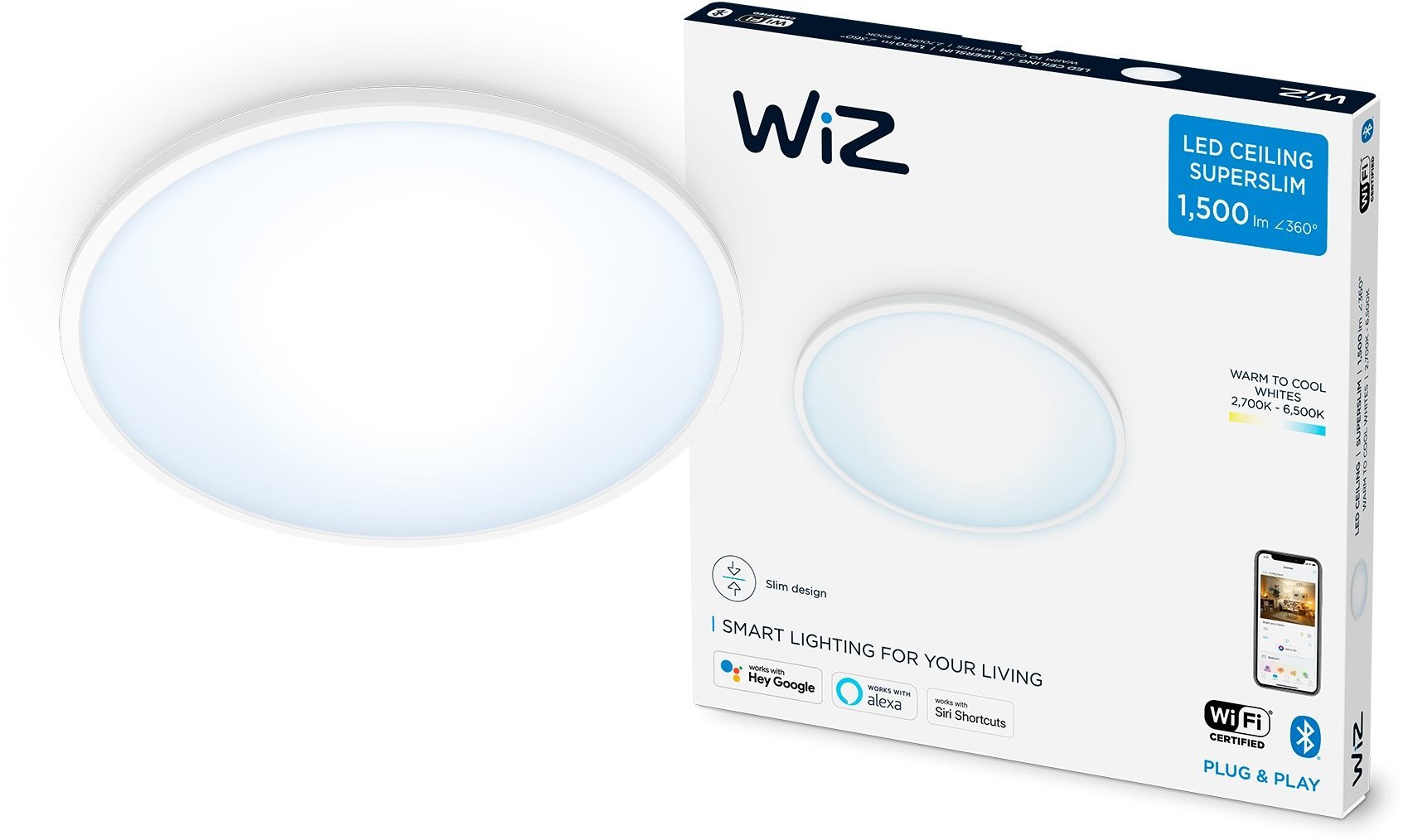 WiZ Tunable White SuperSlim stropní svítidlo 16W bílé