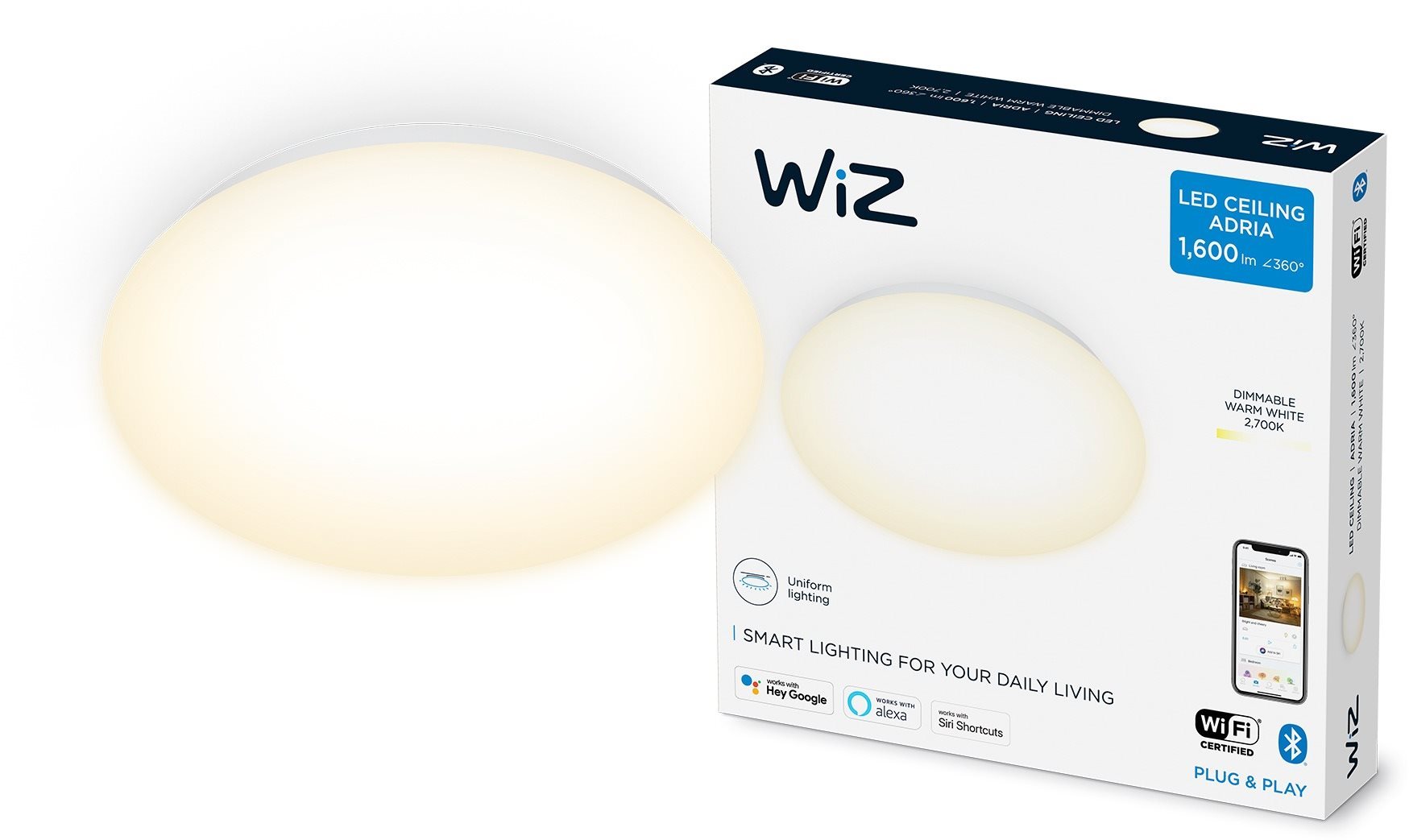WiZ Dimmable Adria stropní svítidlo 17W teplá bílá