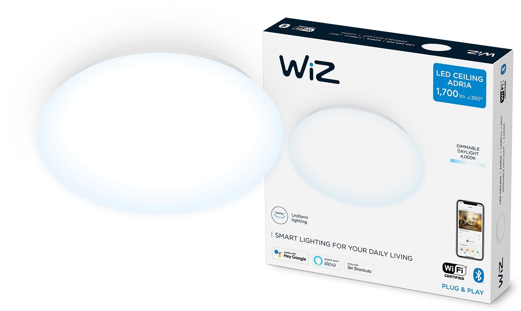WiZ Dimmable Adria stropní svítidlo 17W studená bílá