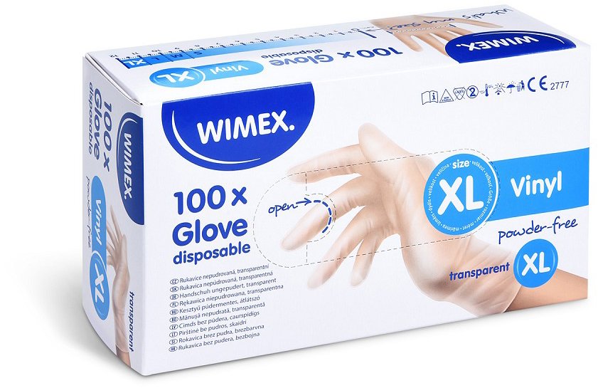 Wimex vinylové rukavice, nepudrované, transparentní `XL` - 100 ks