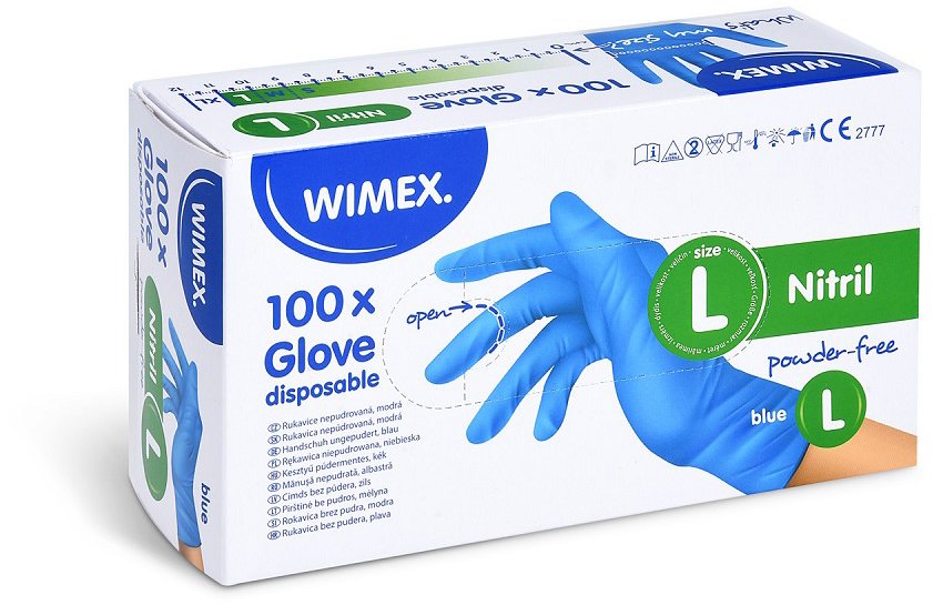Wimex nitrilové rukavice, nepudrované, modré `L` - 100 ks