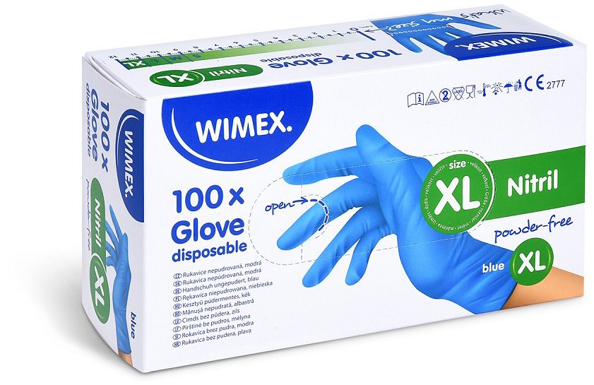 Wimex nitrilové rukavice, nepudrované, modré `XL` - 100 ks